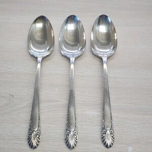 Crown Radiance Silverplate 3 Large Serving Spoons Vintage Flatware Utensils